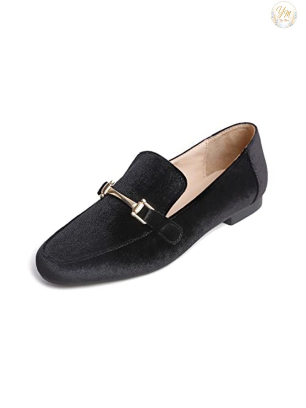 Women's Square Toe Loafer Flats Slip-On Comfort Shoes with Metal Trim